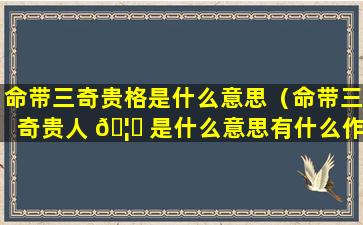 命带三奇贵格是什么意思（命带三奇贵人 🦟 是什么意思有什么作用）